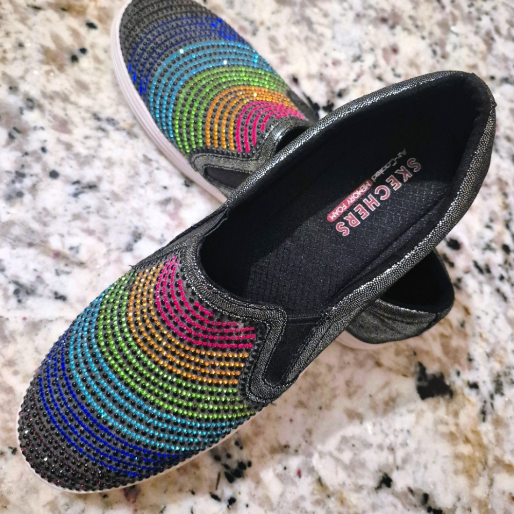 Sketchers Rhinestone Rainbow Slip-on Platform Shoes 8.5 Women / 7.5 Men